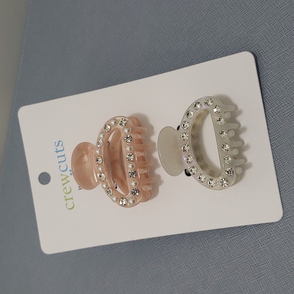 NWT J Crew Crewcuts Pearl Rhinestone Hair Accessory Small Jaw Hair Clips - Picture 1 of 5